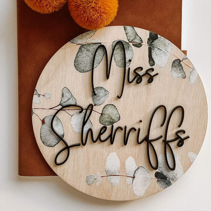 Eucalyptus leaf Teachers Plaque