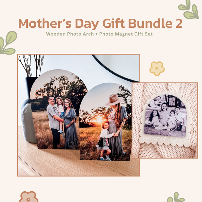 Gift Bundle 2 - For the Seasoned Mum | Wooden Photo Arch + Photo Magnet Gift Set