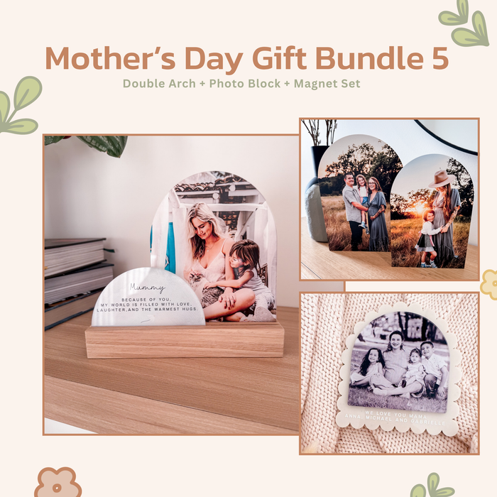 Gift Bundle 5 - The Ultimate Mum Gift | Double Arch + Photo Block + Magnet Set