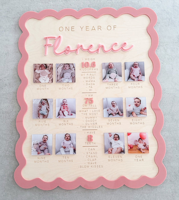 Babies First Birthday Board - Acrylic Baby Milestone Board - My first 12 months (Copy)
