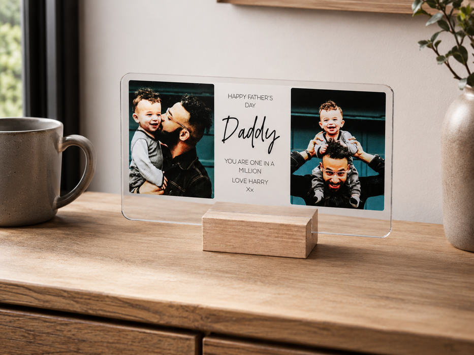 Personalised Father's Day Double Photo Plaque