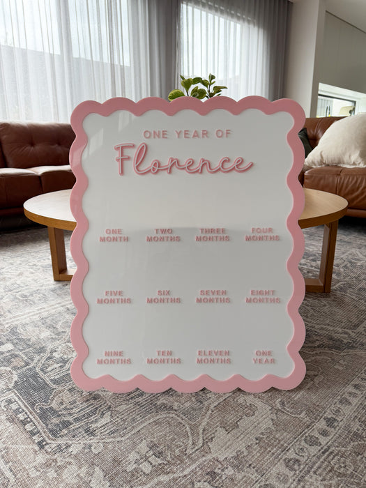 Babies First Birthday Board - Acrylic Baby Milestone Board - My first 12 months