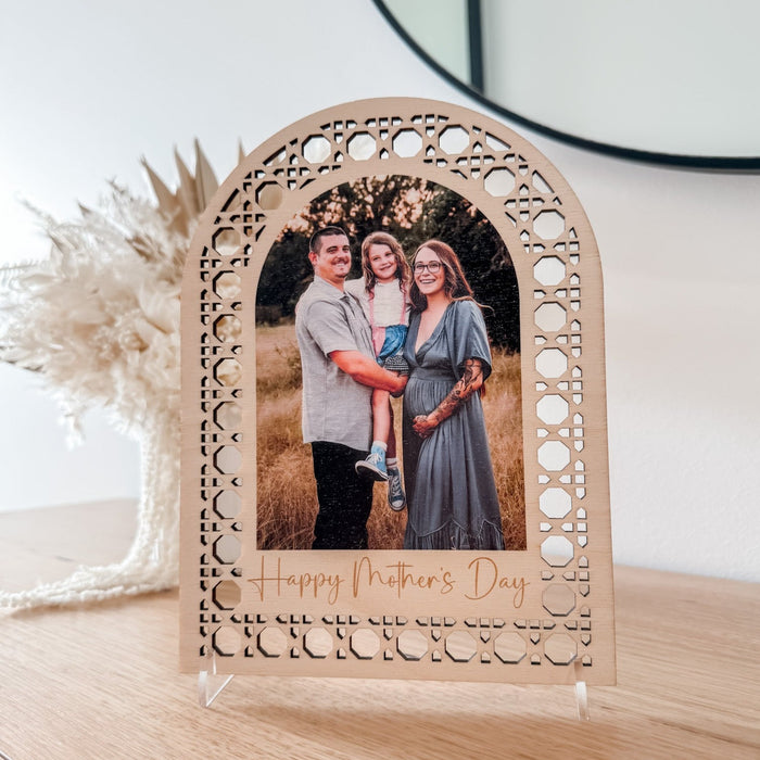 Rattan Mother's Day photo plaque