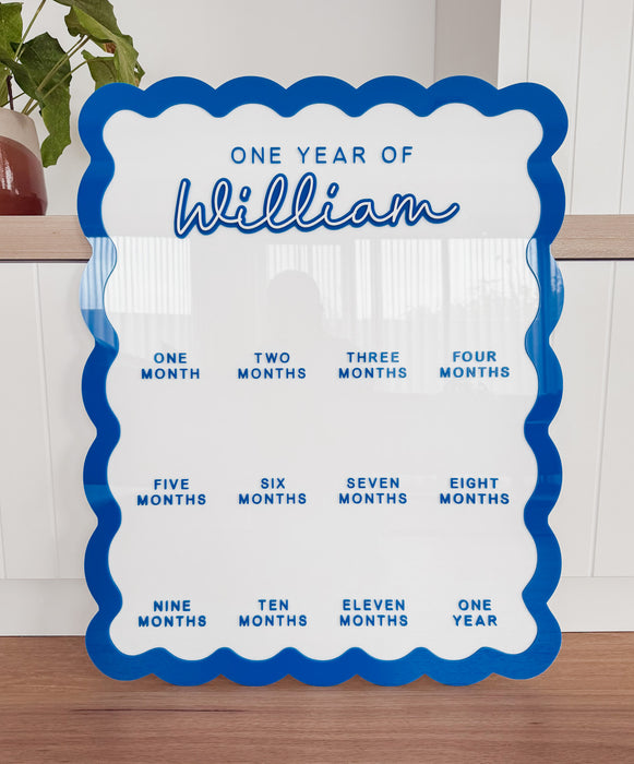 Babies First Birthday Board - Acrylic Baby Milestone Board - My first 12 months