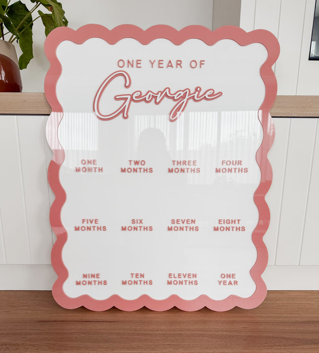 Babies First Birthday Board - Acrylic Baby Milestone Board - My first 12 months