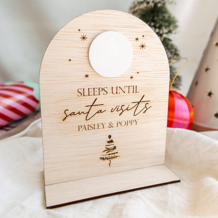 Personalised Santa Countdown Wooden Plaque