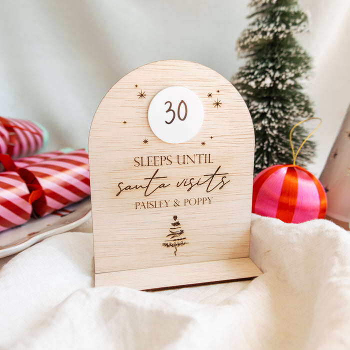 Personalised Santa Countdown Wooden Plaque