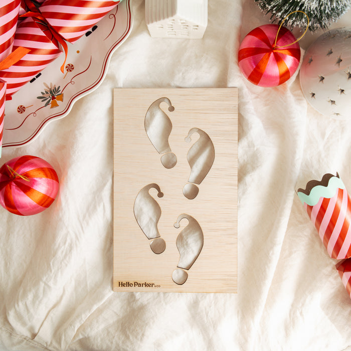 Christmas Elf Footprint Stencil, Wooden Festive Elf Shoe Print outline