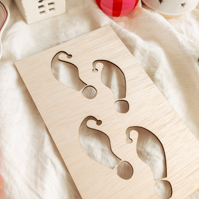 Christmas Elf Footprint Stencil, Wooden Festive Elf Shoe Print outline