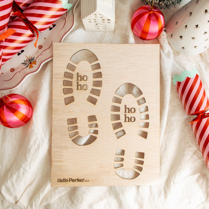 Santa Footprint stencil, Wooden Santa Shoe Print Stencil