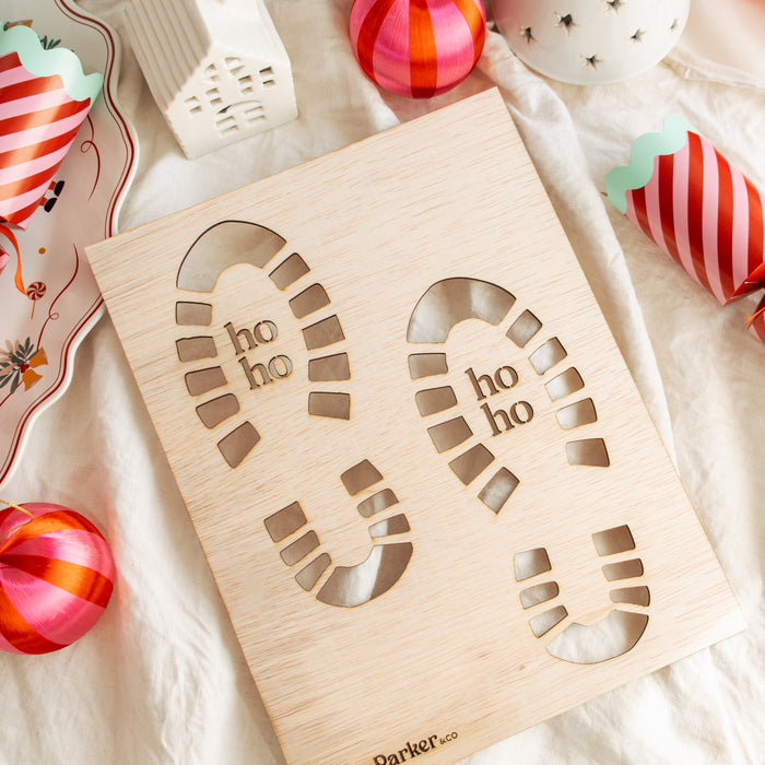 Santa Footprint stencil, Wooden Santa Shoe Print Stencil