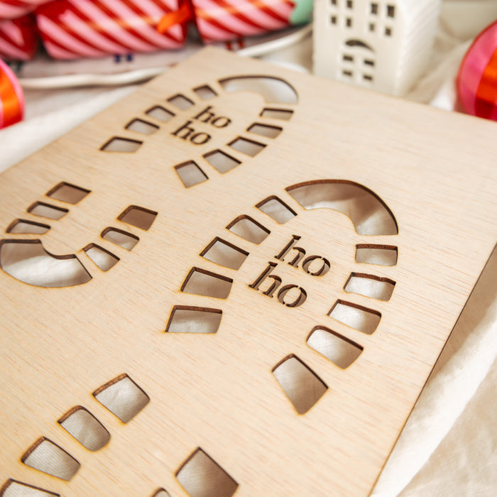 Santa Footprint stencil, Wooden Santa Shoe Print Stencil