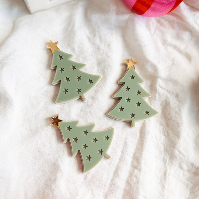 Acrylic Christmas Tree Cake Topper or cupcake charm Set