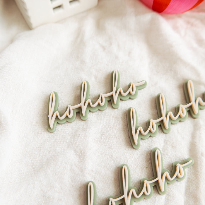 Ho Ho Ho Acrylic Cake Topper or cupcake charm Set