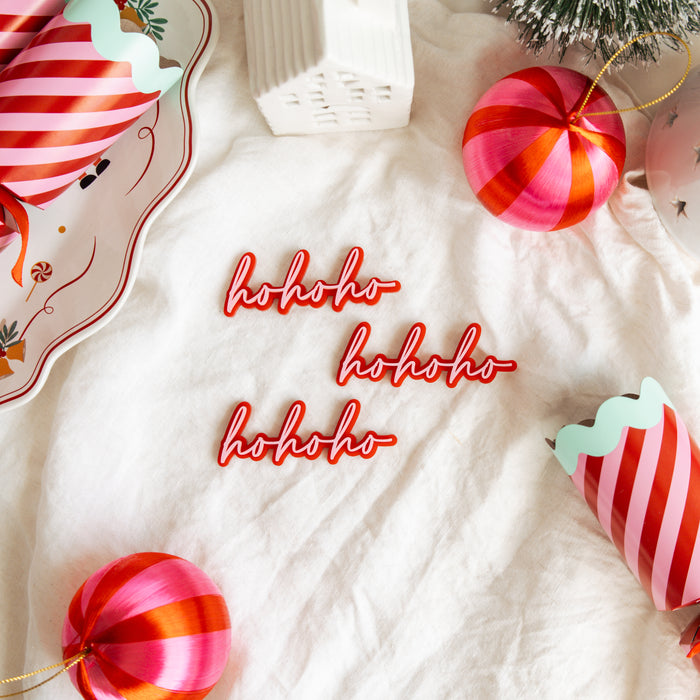 Ho Ho Ho Acrylic Cake Topper or cupcake charm Set