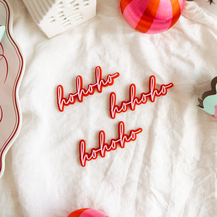 Ho Ho Ho Acrylic Cake Topper or cupcake charm Set