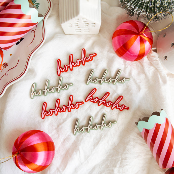 Ho Ho Ho Acrylic Cake Topper or cupcake charm Set