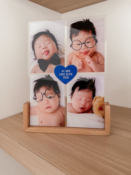 Personalised Father's Day Four Photo Heart Plaque