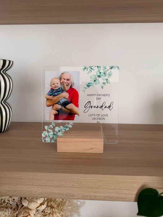Personalised Father's Day Eucalyptus Photo Plaque
