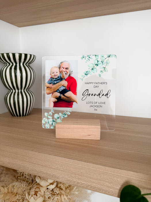 Personalised Father's Day Eucalyptus Photo Plaque