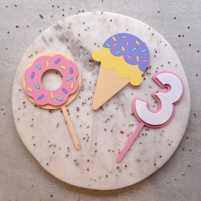 Donut and Ice Cream Birthday Cake Topper