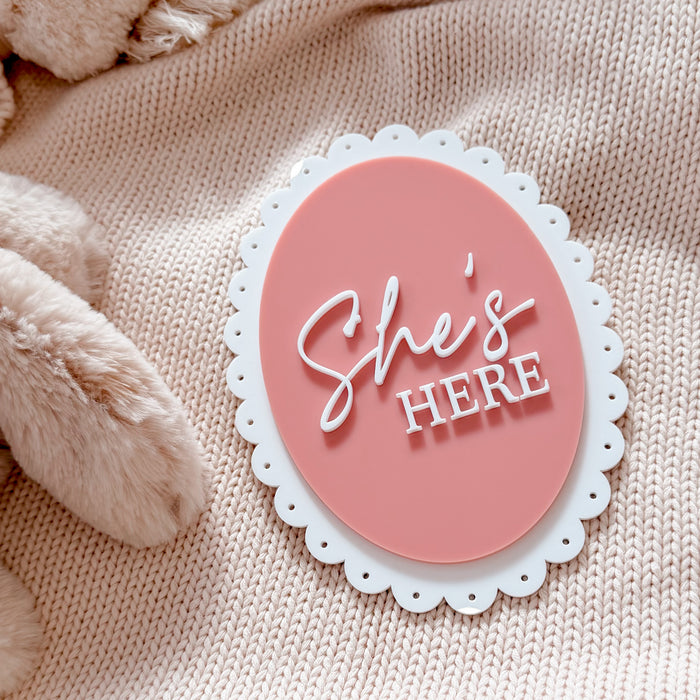 Scalloped Birth Announcement Plaque