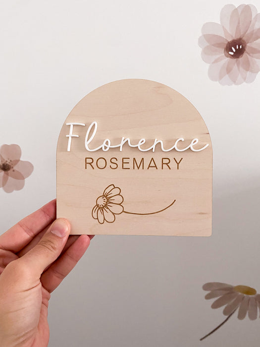 Wooden Daisy Baby Name Plaque