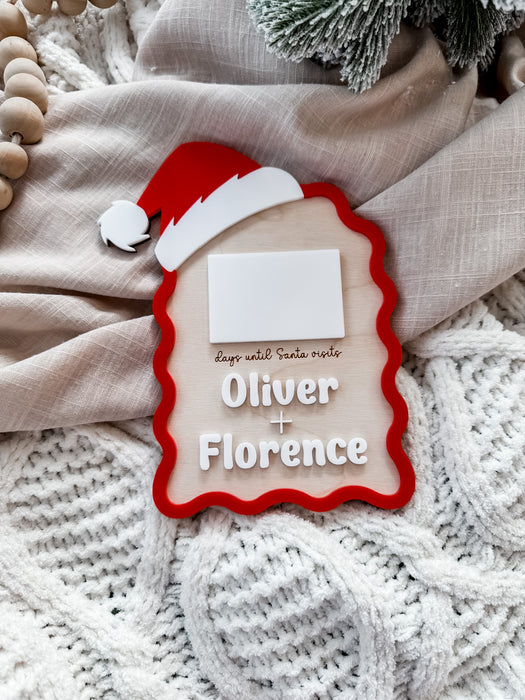 Personalised Santa Countdown Name Plaque Sign