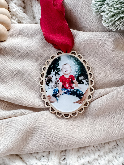 Personalised Wooden Baby Christmas Photo Ornament