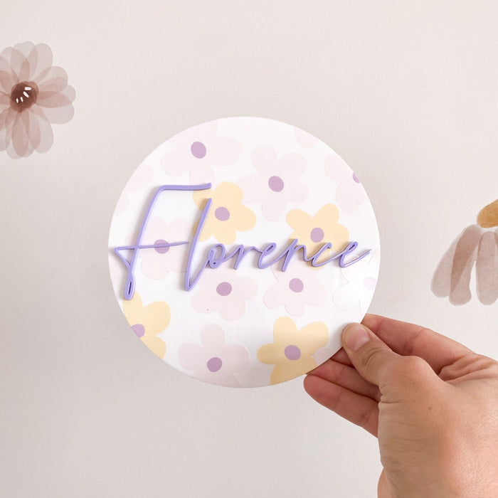 Floral Acrylic Baby Name Plaque