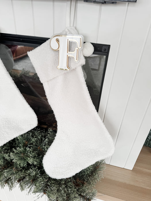Personalised Teddy Christmas Stocking with tripple layered Acrylic Initial