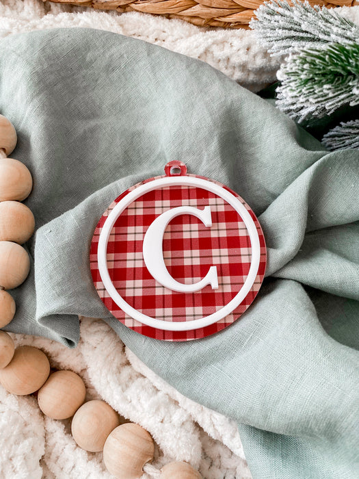 Plaid Double Layered Acrylic Christmas Bauble