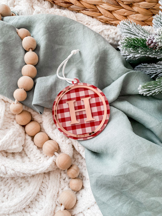 Plaid Double Layered Acrylic Christmas Bauble