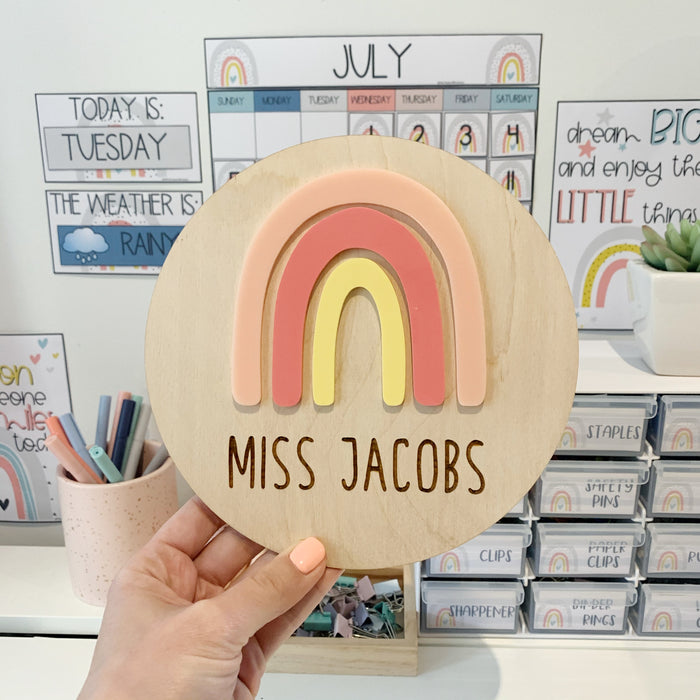 Boho Rainbow teachers plaque