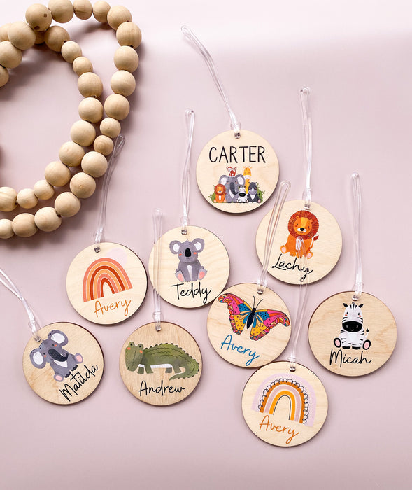 Kids Wooden Bag Tags - Various Designs