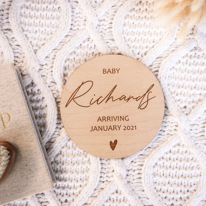 Wooden Engraved Pregnancy Announcement Plaque