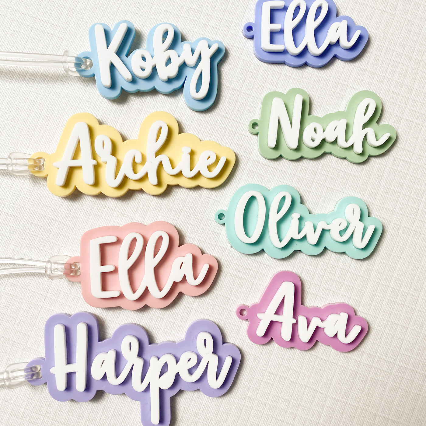 Kids 3D Acrylic Bag Tags - Elkwood Designs