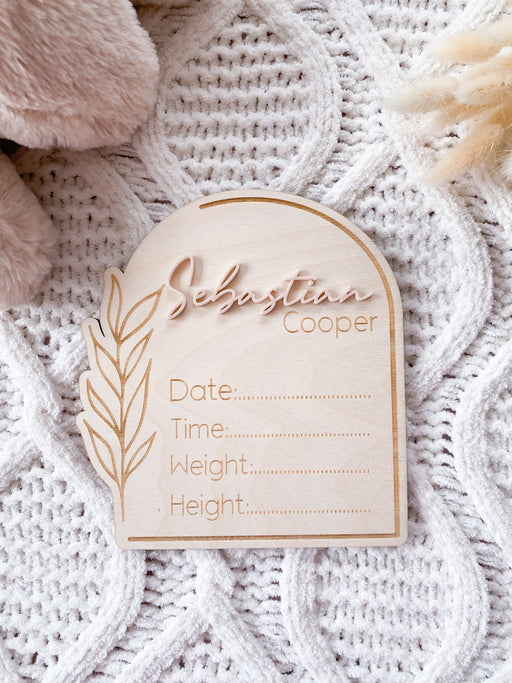 Wood and Acrylic Birth Announcement Plaque