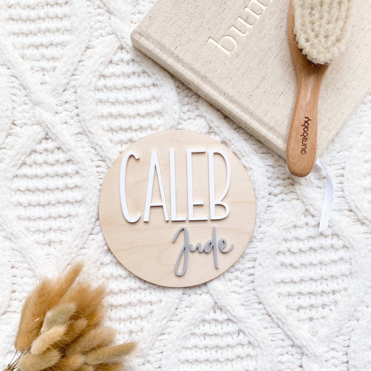 Wood and Acrylic Baby Name Plaque — Elkwood Designs