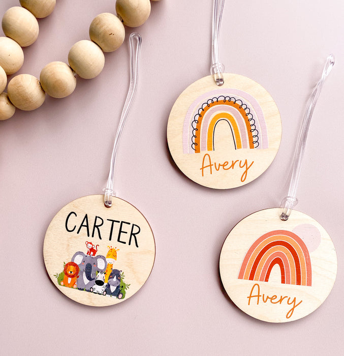 Kids Wooden Bag Tags - Various Designs