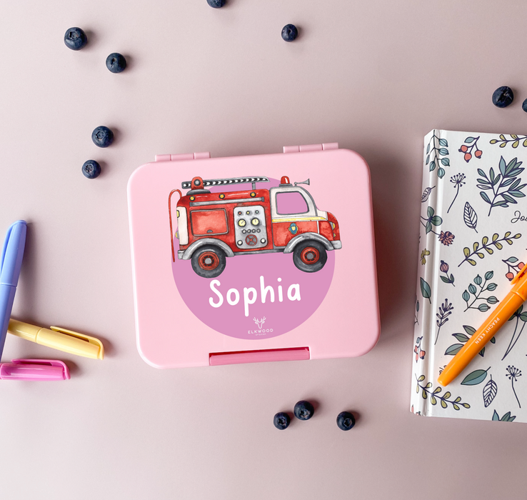 Personalised Mini Childrens Firetruck Bento Snack Box